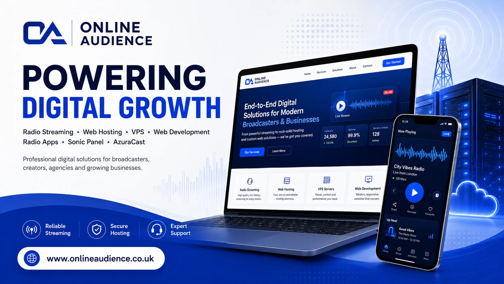 Online Audience hosting and growth dashboard